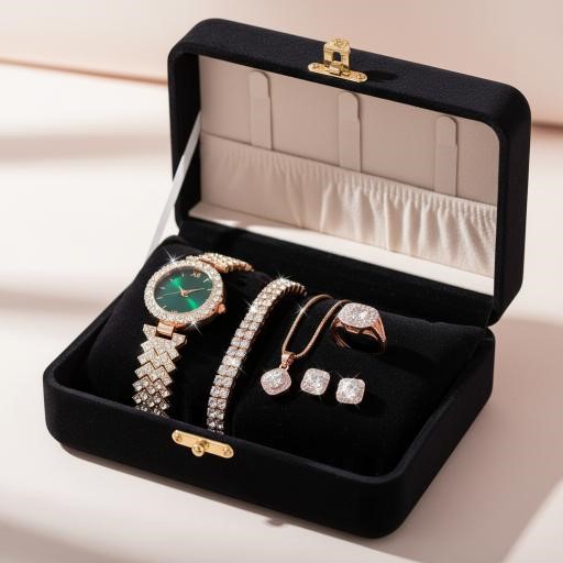 Jewelz Merchants Luxury Rose Gold-Tone Jewellery Set - FREE Jewellery Box