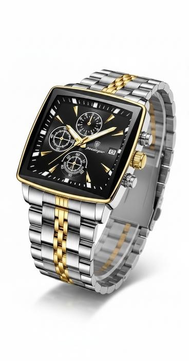 POEDAGAR Executive Luxury Square Case Design Men's Watch with Gift Box