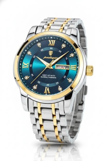 POEDAGAR Luxury Blue Dial Watch with Premium Gift Box