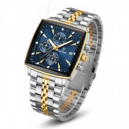 POEDAGAR Executive Luxury Square Case Design Men's Watch with Gift Box