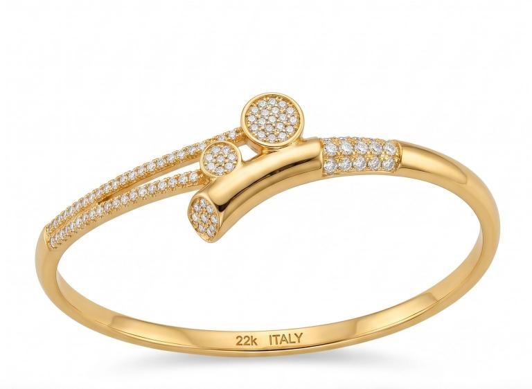 22K/Italy Yellow Gold Bonded Bangle -(stamped 22K/Italy)