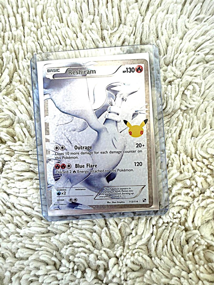 Reshiram full art holo Celebrations anniversary Pokémon card