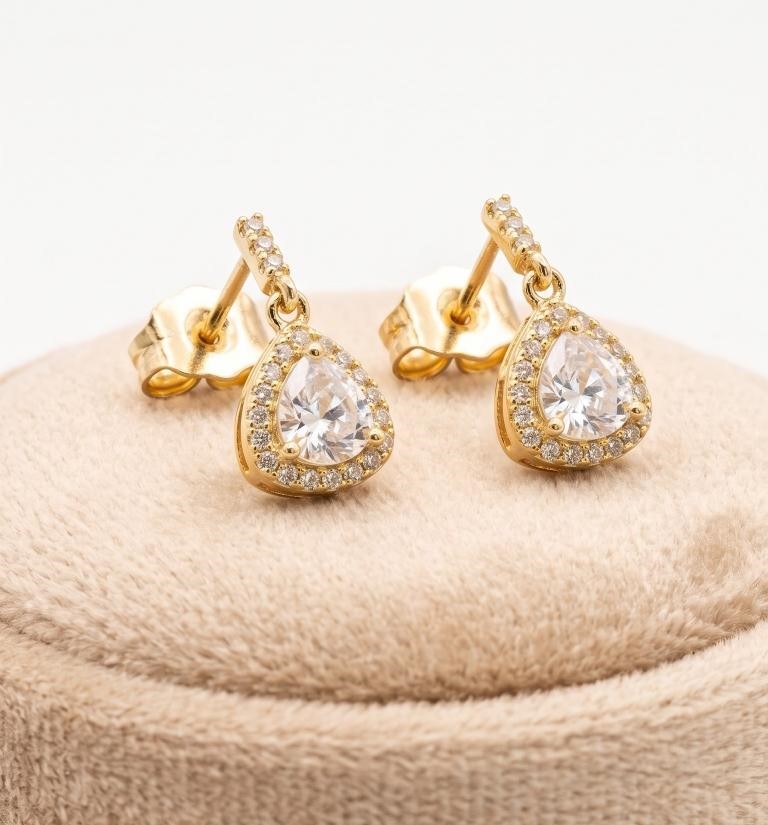18K/ITALY Yellow Gold BondedEarring -Quality Guarantee--Bonus Gift