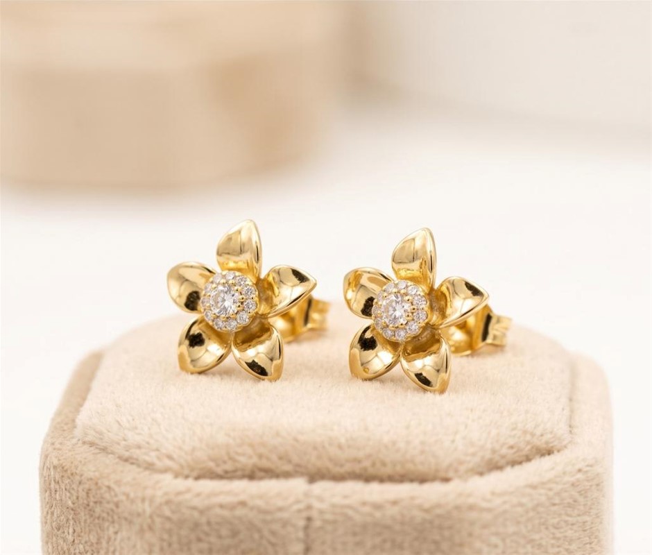 18K/Italy Gold Bonded Earring -(stamped 18K/Italy)-Warranty Quality