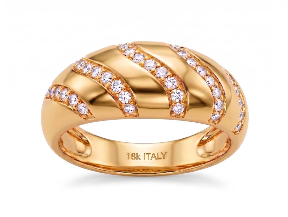 18K/Italy Gold Filled Ring -(stamped 18K/Italy)-Warranty Quality-Bonus Gift
