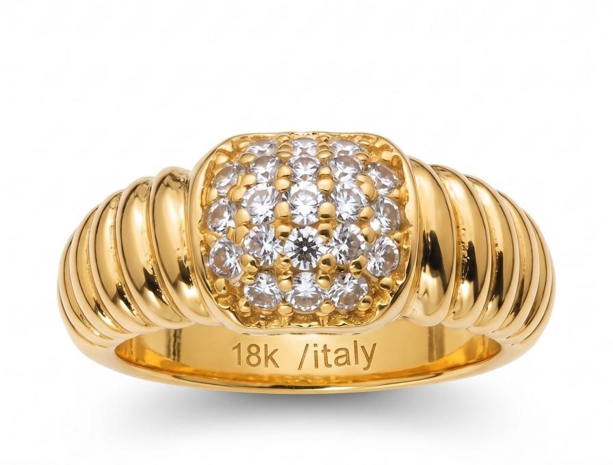 18K/ITALY Yellow Gold BondedRing -Quality Guarantee-6 US-Bonus Gift