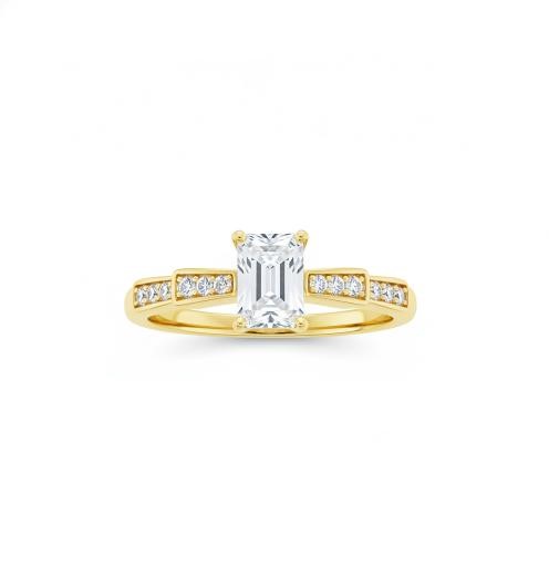 14K/Italy 0.5ct Emerald Cut Yellow Gold Bonded Ring(stamped) 7US
