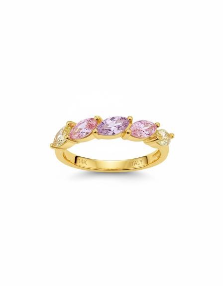 14K/Italy 1.25ctw Oval Cut Yellow Gold Bonded Ring(stamped) 8US