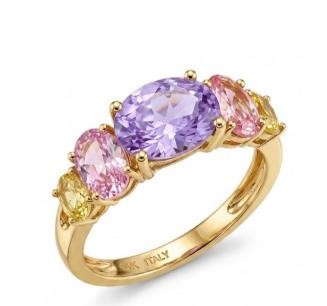 18K/Italy 3.0ctw Oval Cut Yellow Gold Bonded Ring(stamped) 7US