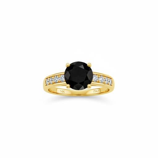 14K/Italy 1.0ct Black Yellow Gold Bonded Ring(stamped)Warranty Quality-7US