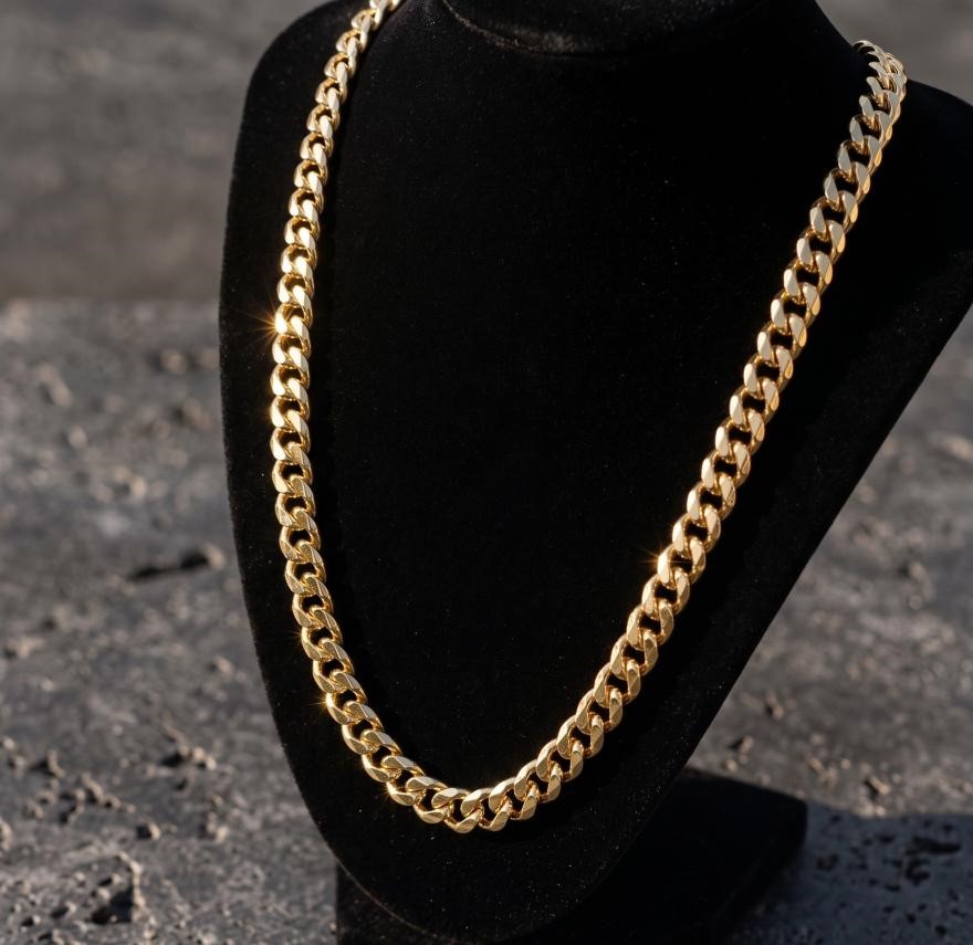 14K/Italy Stamped Yellow Gold Bonded Cuban Chain -60cm-Bonus Gift