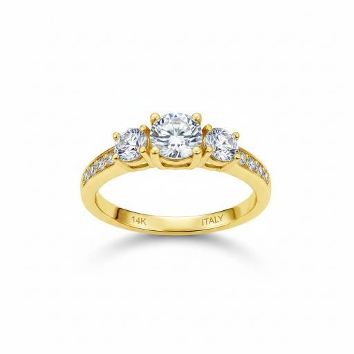 14K/Italy 1.5ctw Yellow Gold Bonded Ring(stamped)Warranty Quality-7US