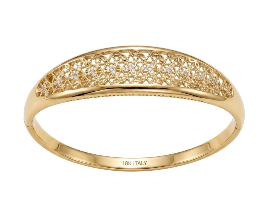 18K/ITALY Yellow Gold Bonded bangle -(stamped 18K/Italy)
