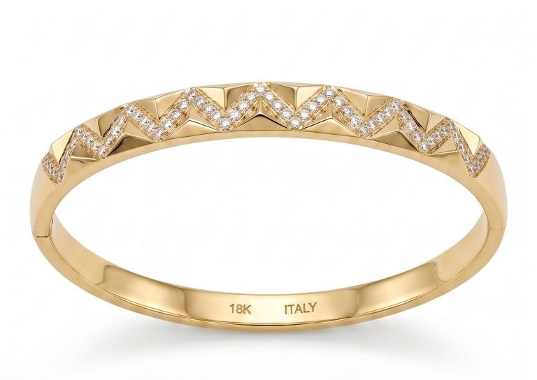 18KGF/ITALY Yellow Gold Bonded bangle -(stamped 18KGF/ITALY)-Bonus Gift