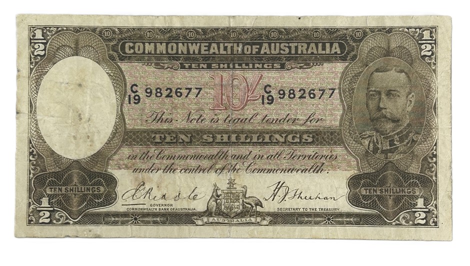 1933 Australian Commonwealth Ten Shillings Banknote
