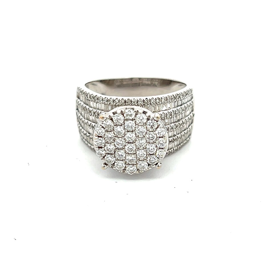 14ct White Gold Diamond Cluster Ring