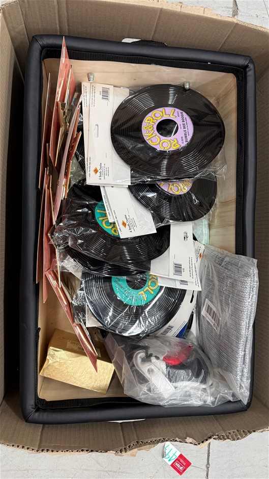 Box of Vinyl Storage Basket and Accessories. NB: Items may not be in origin