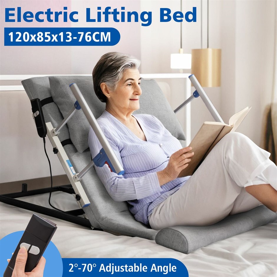 Electric Power Lift Bed Backrest with Remote Pillow & Armrests