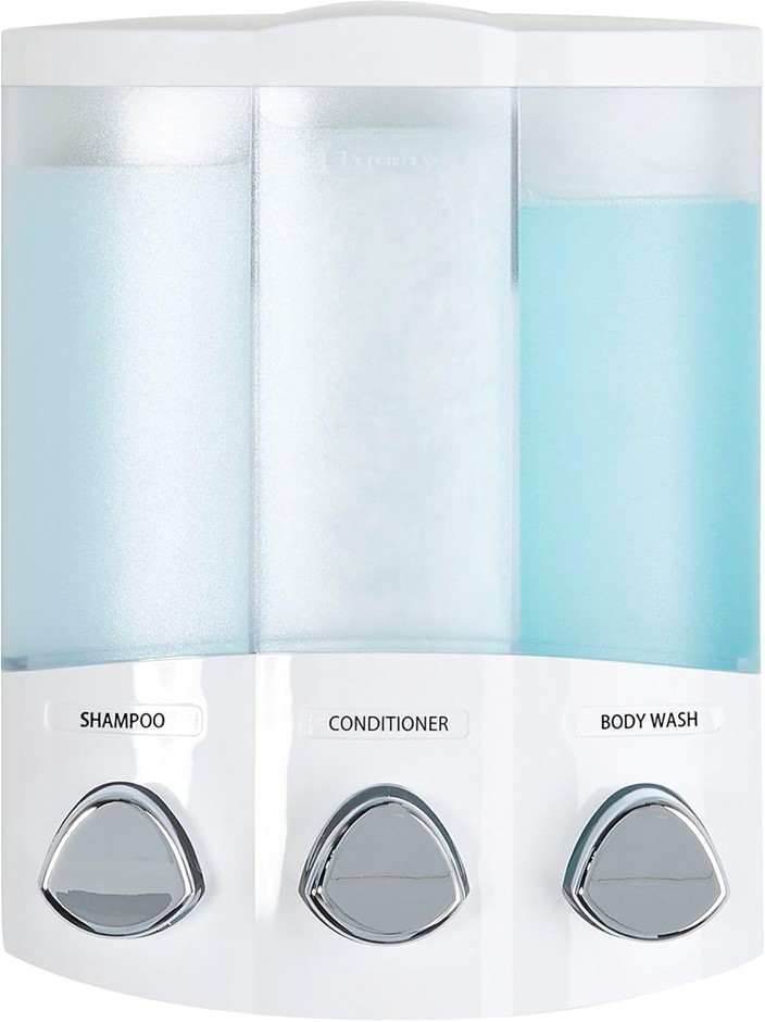Better Living Euro Trio 3 Button Shower Dispenser, White