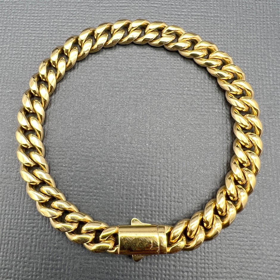 18K Gold-Filled Cuban Chain Bracelet, 8MM Wide - 20.3cm
