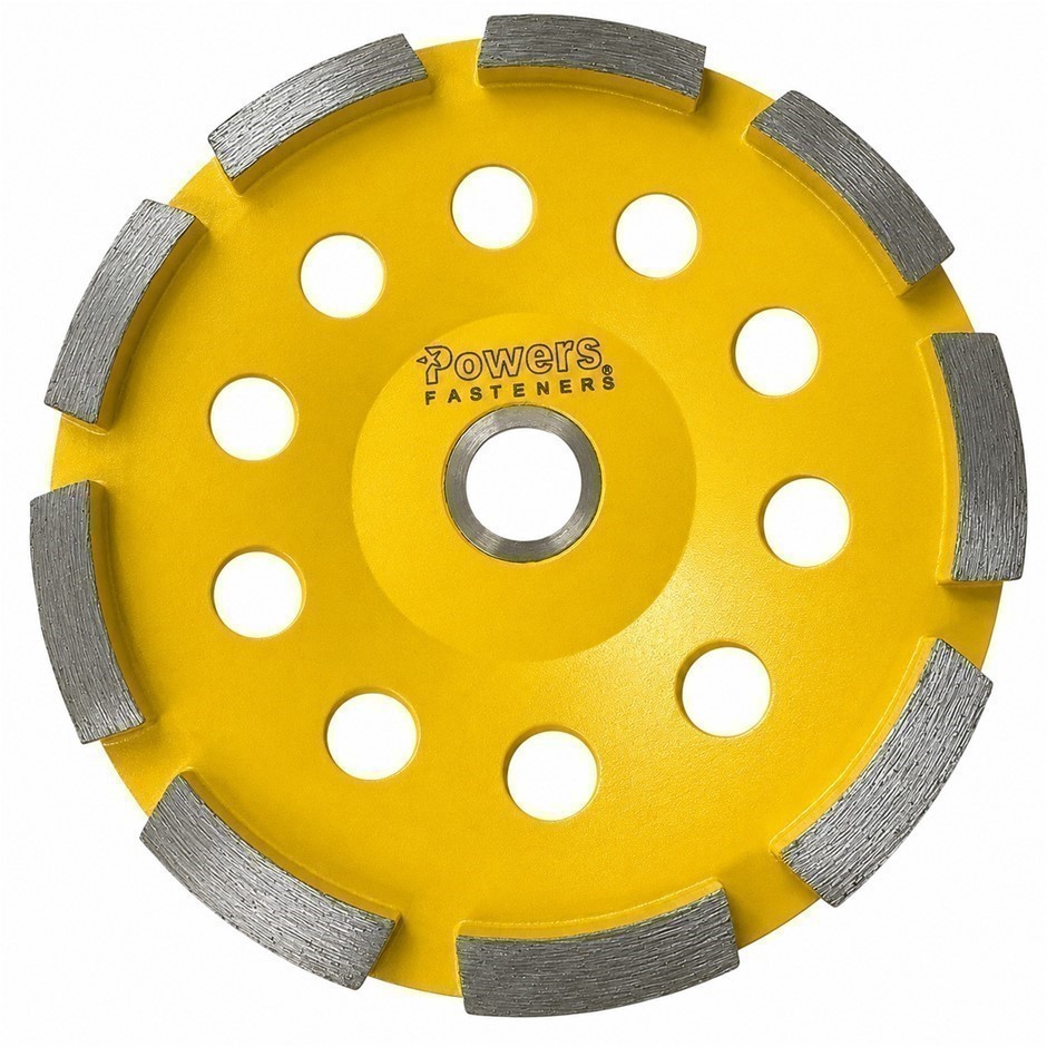 POWERS RIDGEBACK 125mm Diamond Single Row Concrete Grinding Cup, Yellow, PG
