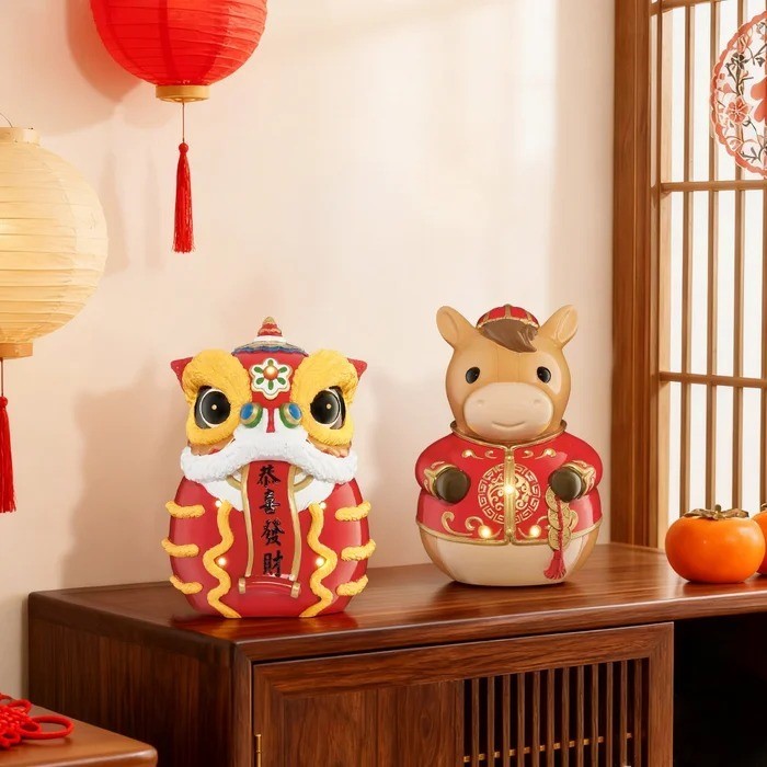 2 Pack x Lunar New Year Resin Nightlights Lion Dance & Horse. Buyers Note