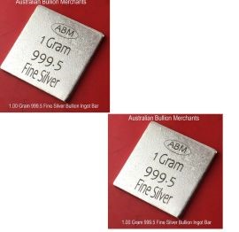 Silver Ingot Bar 1 Gram 999.5 Fine Bullion Investor Grade x 2