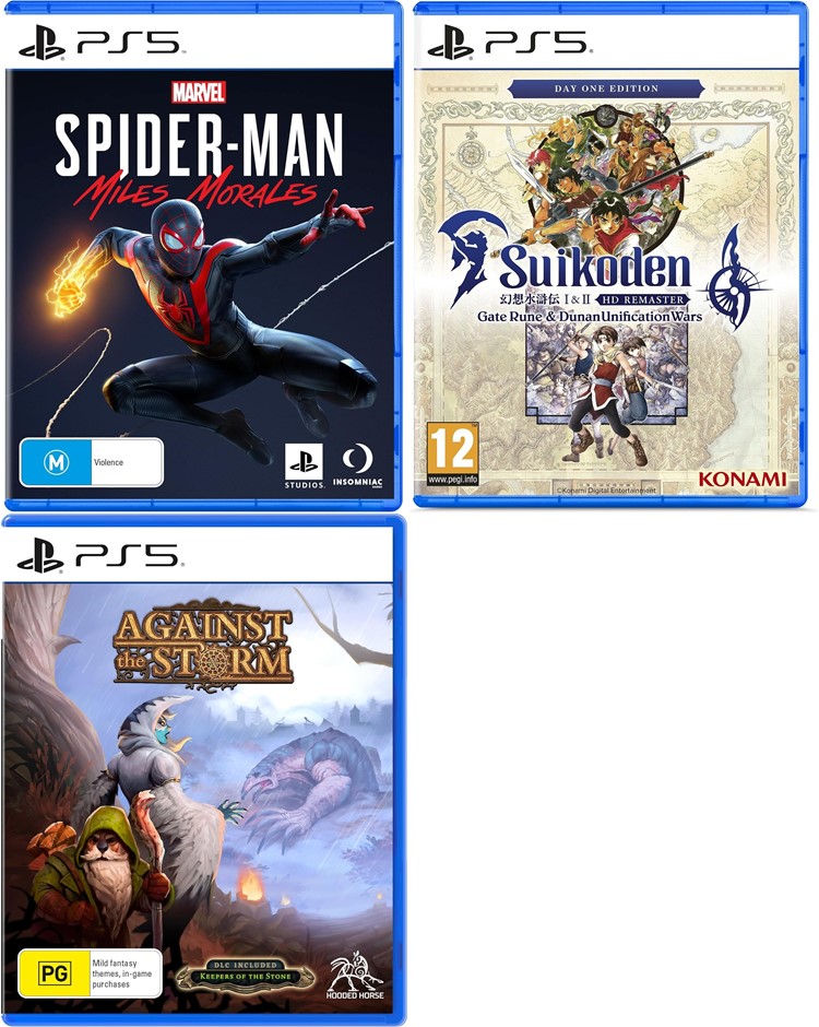 PS5 Bundle: 1 x Marvel's Spider-Man Miles Morales, 1 x Against the Storm, &