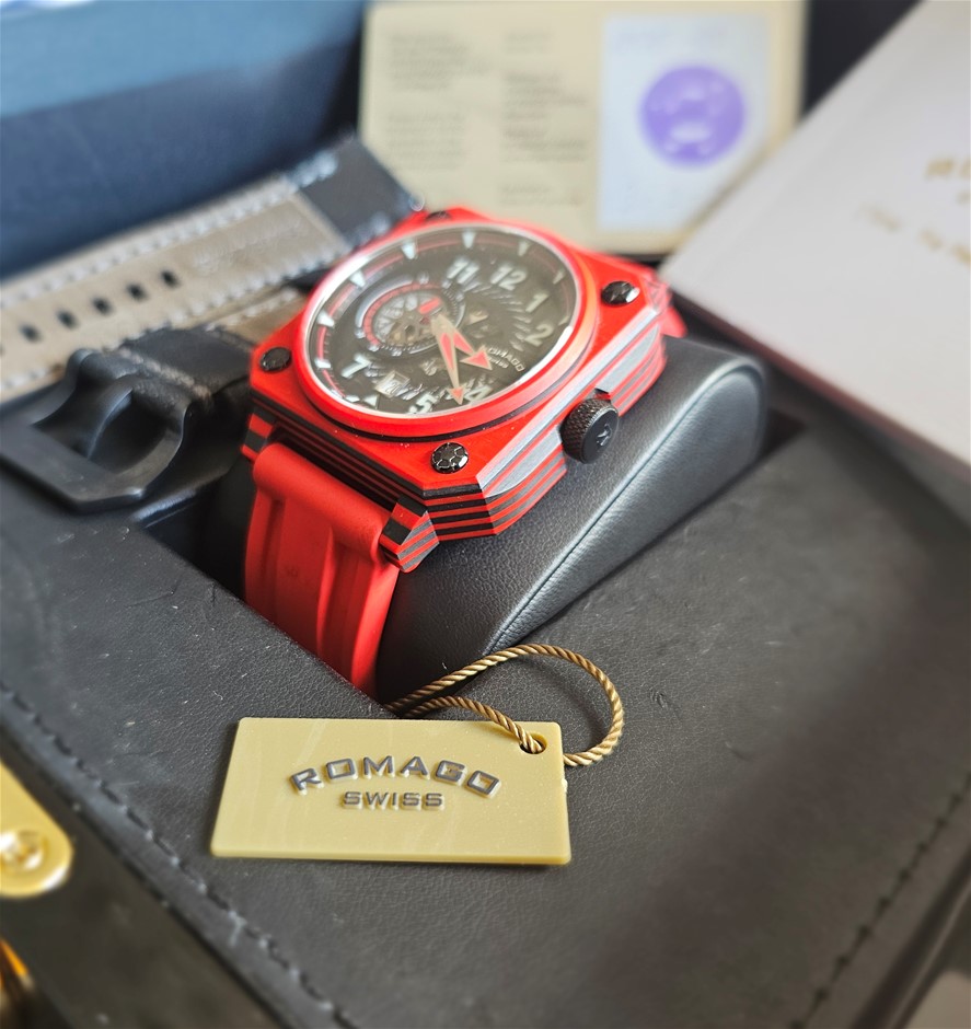 ROMAGO SUPER CARBON X 46.5MM CARBON RED CARBON FIBER CASE AUTOMATIC BXP COA