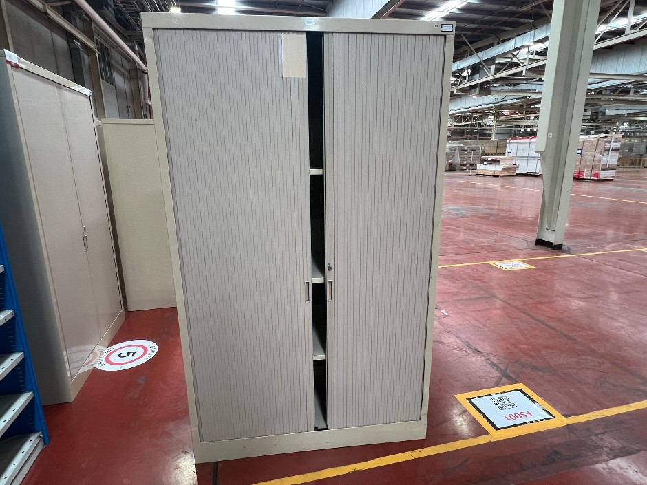 Tambour-door steel storage cabinet