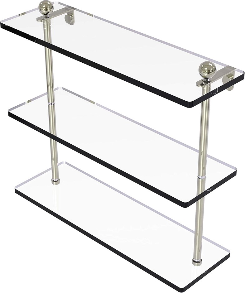 ALLIED BRASS PR-5/16-PNI 16 x Triple Glass Shelf Polished Nickel