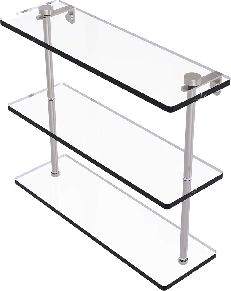 ALLIED BRASS 16 Inch Triple Tiered Glass Shelf, NS-516-SN
