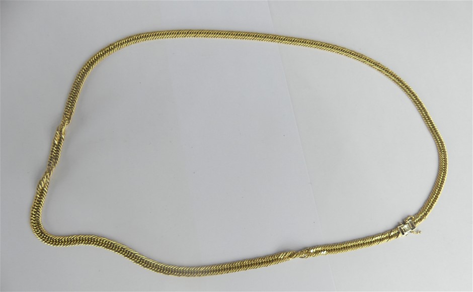 Gold Flat Curb Chain With Box Clap Closure
