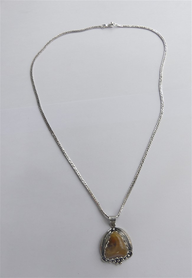 Silver (Curb Link Chain) Pendant Necklace