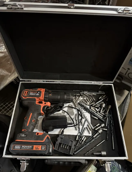 BLACK + DECKER 18V Lithium Ion 2 Speed Hammer Drill Kit, 1.5Ah w/ 80 Access