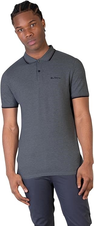 BEN SHERMAN Men's Polo, Size XL, Organic Cotton, Grey (L46), BS0059310ORL46