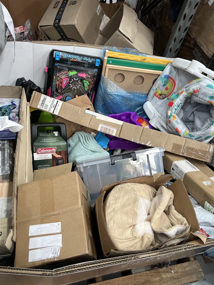 Pallet of Assorted Home, Bedding, Toys Products. Incl. Containers, Baby Pro