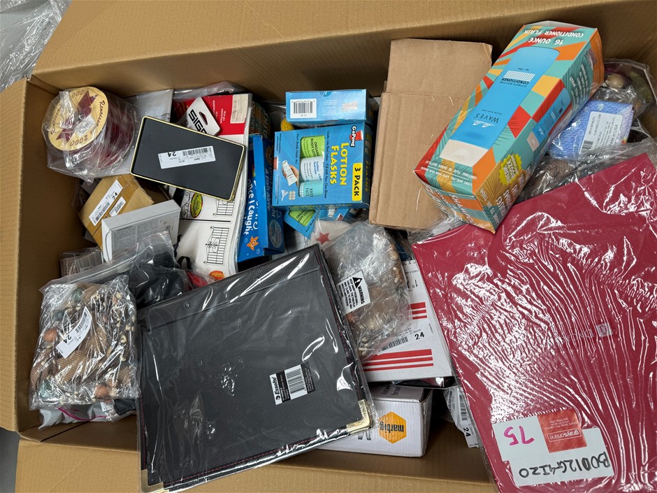 Assorted Box of Household/Houseware Items incl: Lotion Flasks, House Decora