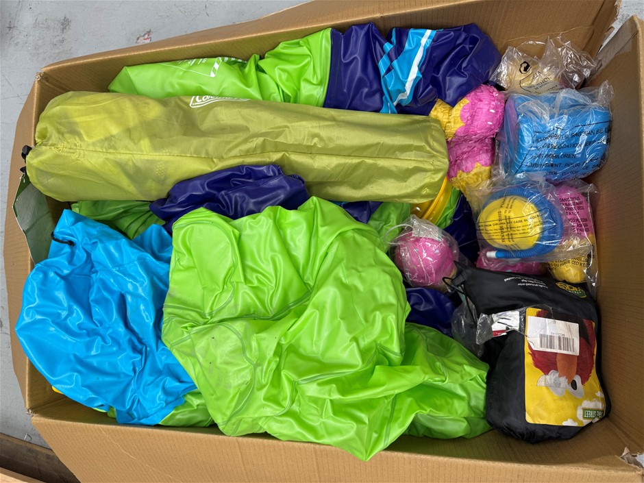 Assorted Box of Childrens Items incl Elmo, Wahu Supa Doopa Pool Slide and m