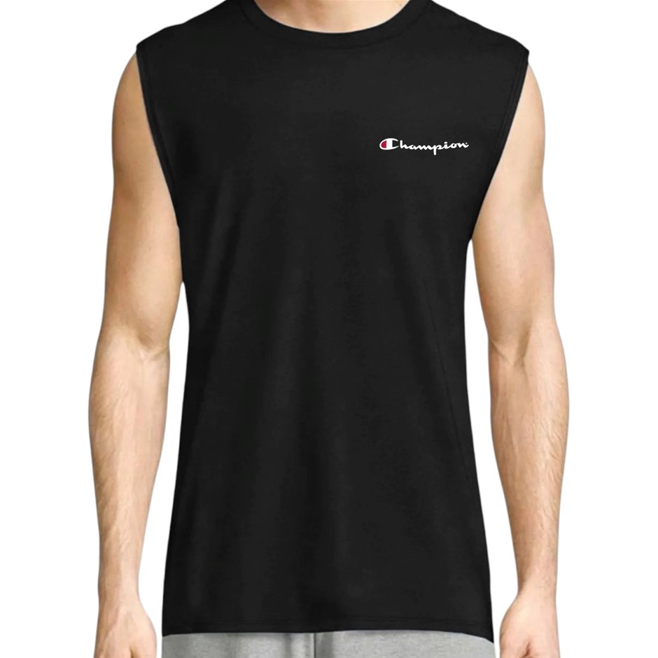 2 x CHAMPION Men's Leg Script Muscle Tank, Size M, Black (BLK), MT065G. Bu