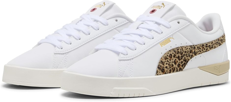 Puma Women's Jada Classic Sneaker, Puma White/Puma Gold/Exotic Red, US8/EU3