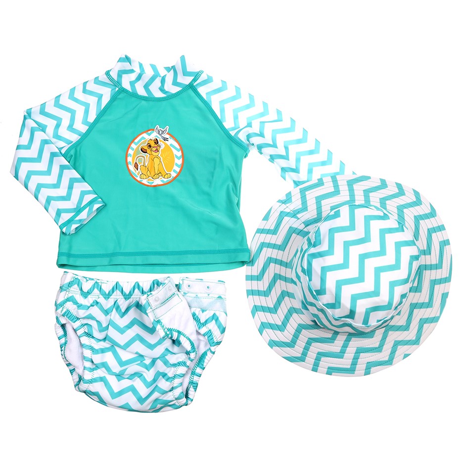 DISNEY Baby's 3pc Swimwear Set, Size 12M, Teal/Simba. Buyers Note - Discou