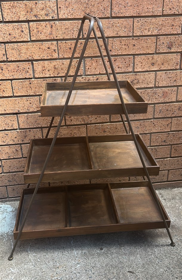 3-Tier Rustic A-frame Wooden Display Stand