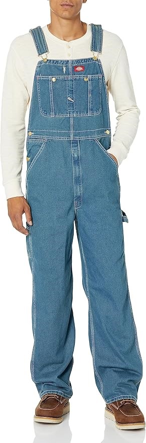 DICKIES Men's Bib Overalls, Size 44W x 30L, Medium Heritage TintIndigo, 832