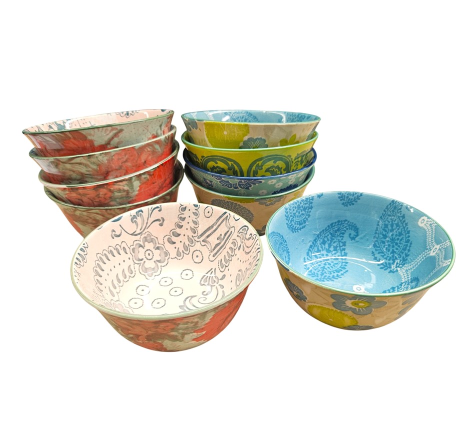 SIGNATURE HOUSEWARES Certified Provence Stoneware Bowls 10 Piece Set.