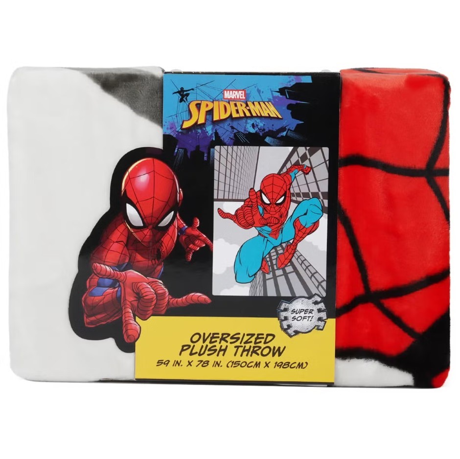 2 x Oversized Plush Throw, 150cm x 198cm, Spider-Man. N.B: Not in original