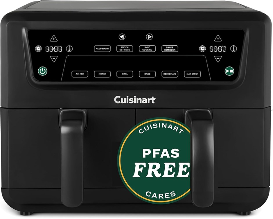 CUISINART XXL10.4L Air Fryer with 2 x 5.2L Drawers.