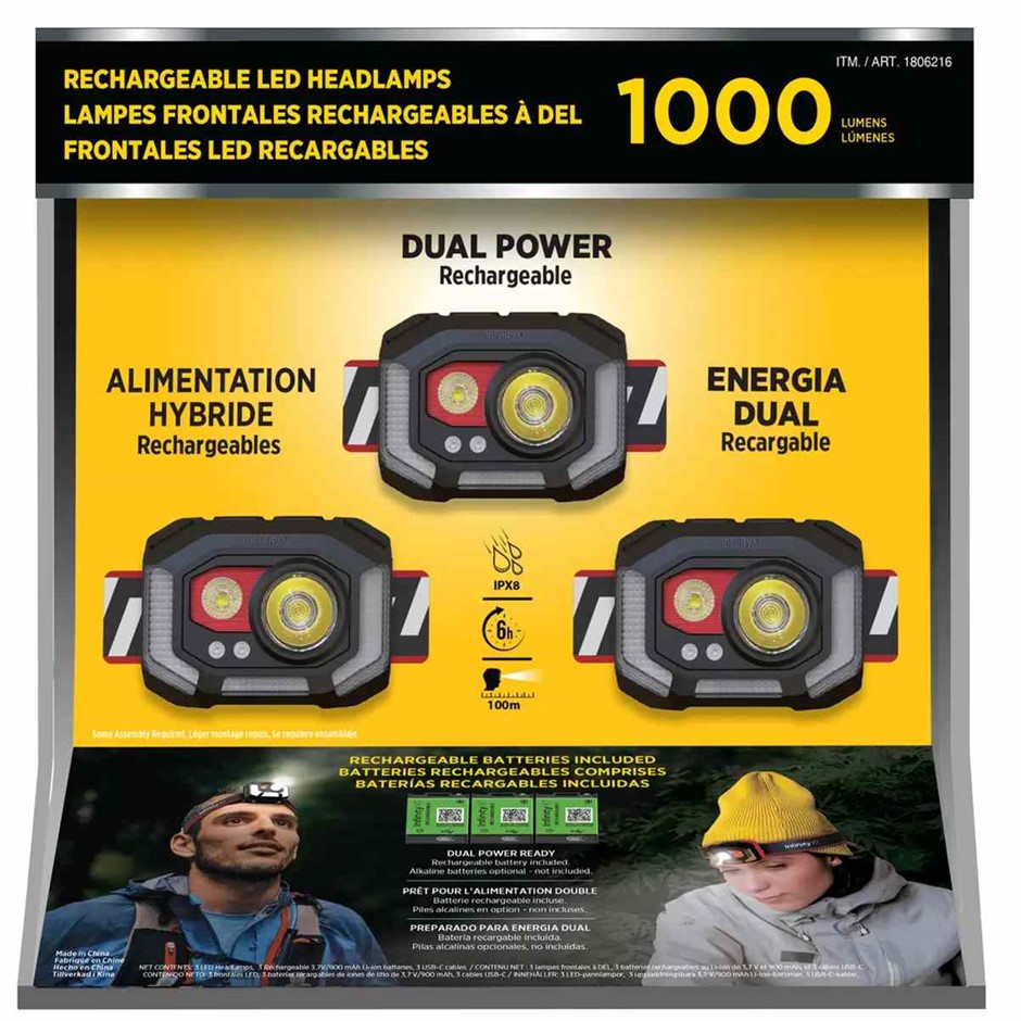 INFINITY X1 Rechargeable Headlamp 1000 Lumen 3-Piece. N.B: Not in original
