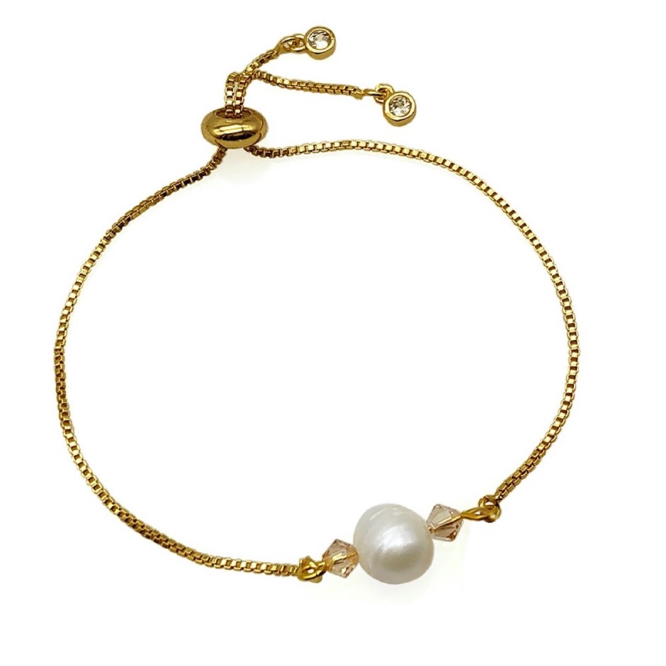 Pearl & Swarovski® Crystal Real Gold Plated Bracelet