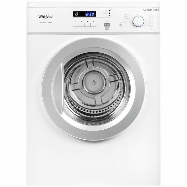 WHIRLPOOL 7kg Air Vented Dryer (AWD712SOC). NB: Has Been Used, Not Boxed, H